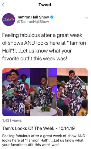 Tamron Hall LOTW Tweet